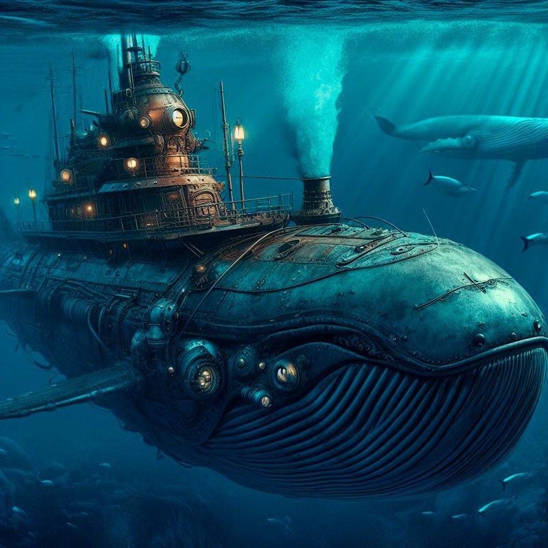Arte moderno, Submarino Ballena, decoración pared Cuadros Arte Steampunk Decoración venta online